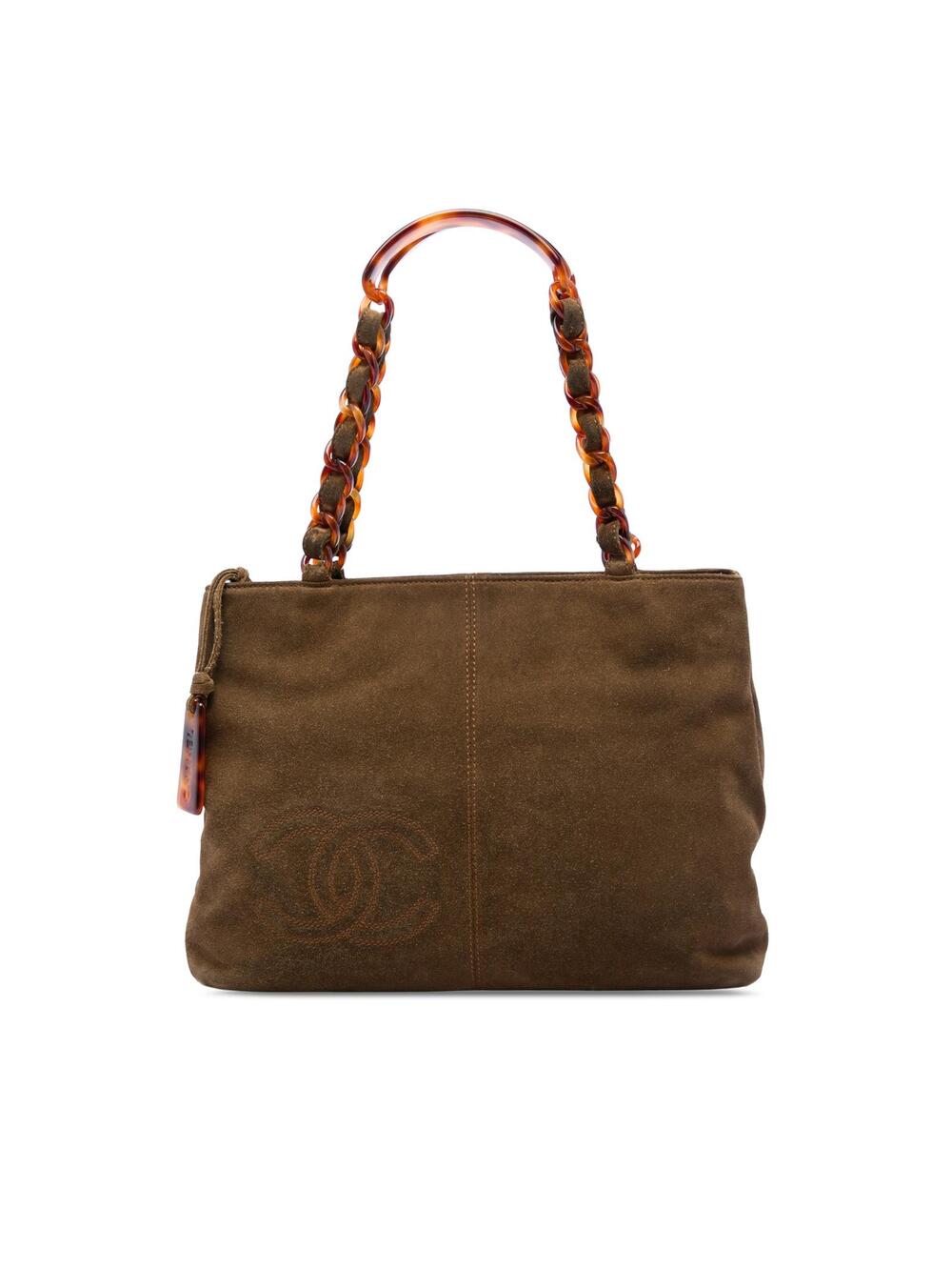 Chanel Cc Suede Tortoise Chain Tote #358982C13B